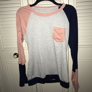 🍭Color Block Blue and Pink Shirt